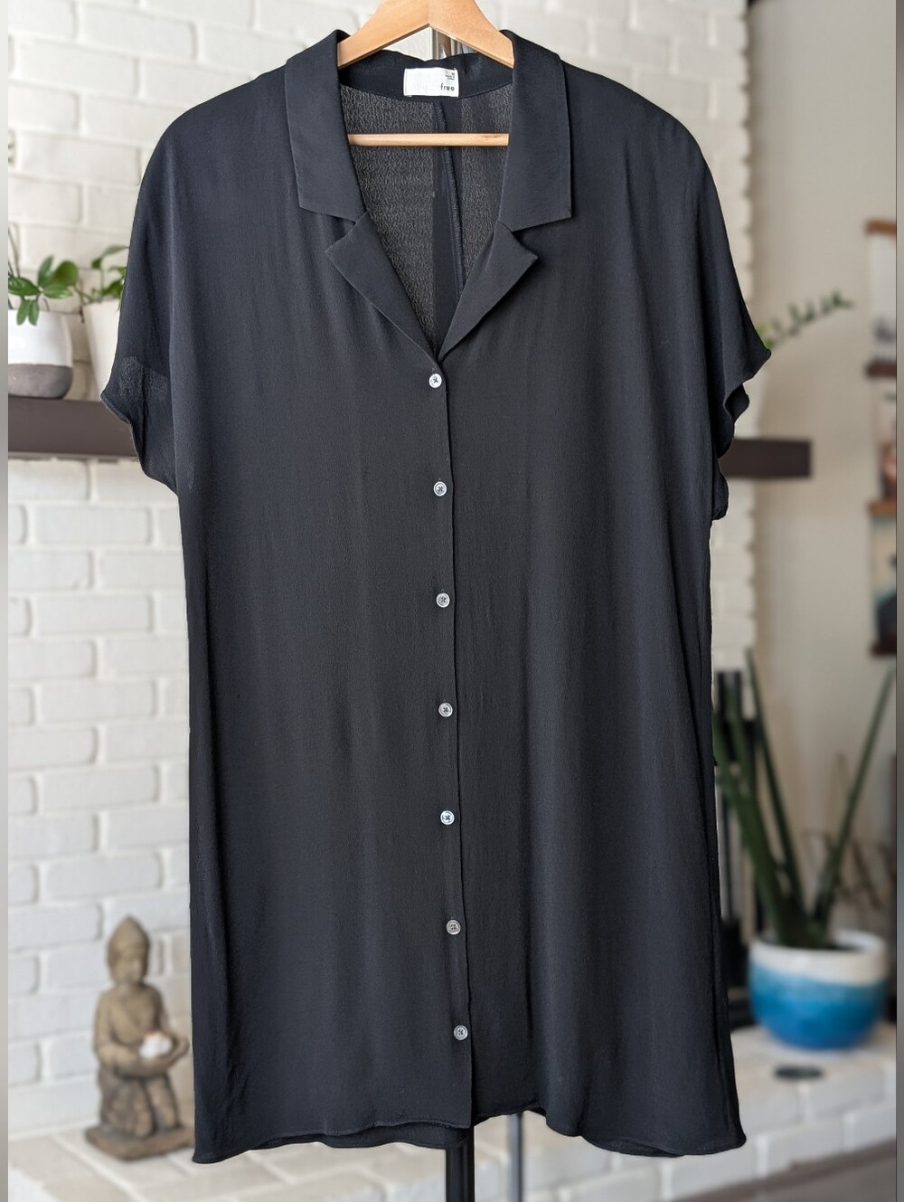 Aritzia Wilfred Free Black Buttondown Shirt Dress Size Medium